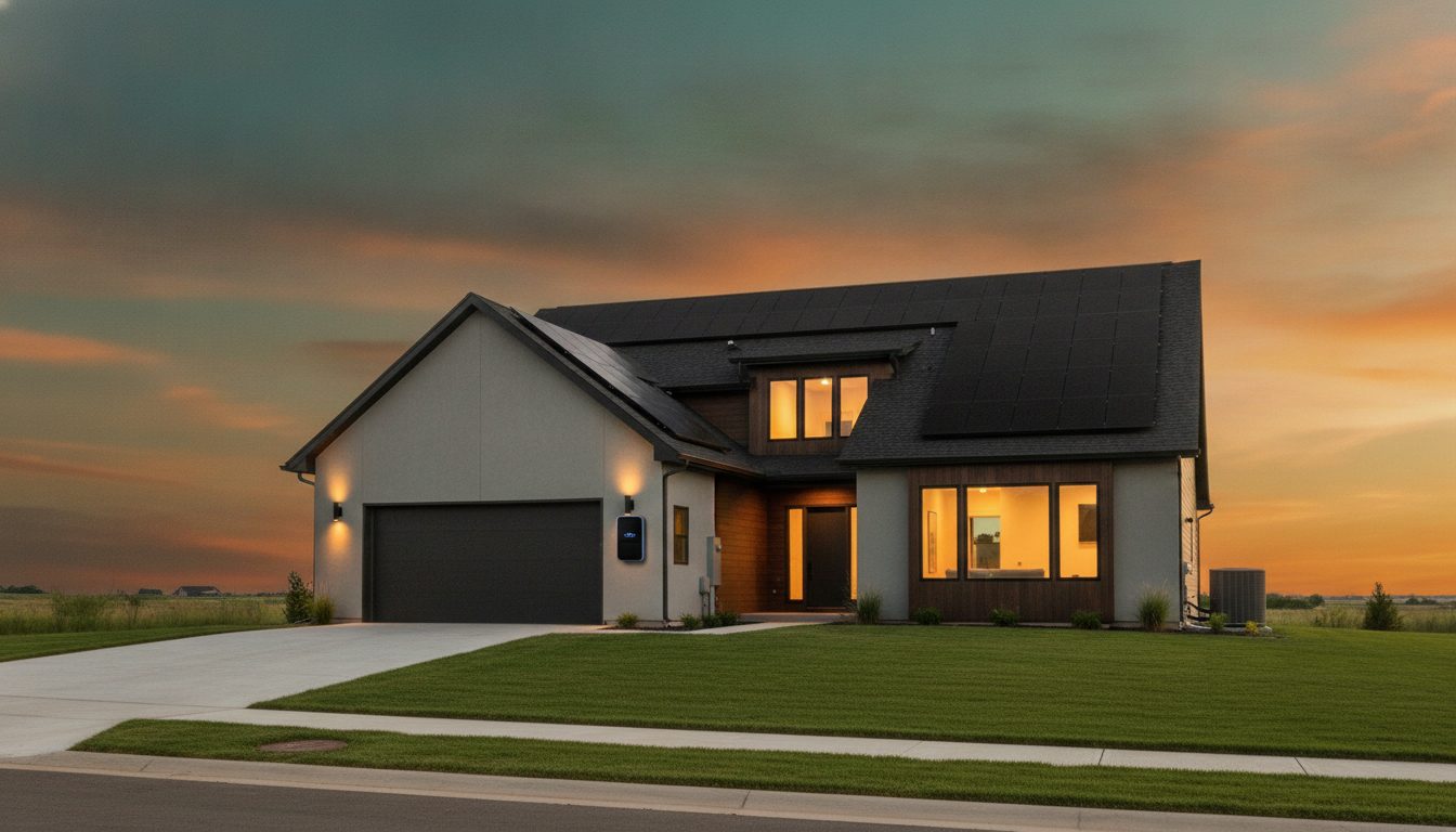 A modern American home with solar panels — every Commonstead fix in its place